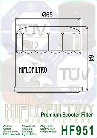 Hiflo Hf951 2022-2023 Honda ADV350 Uyumlu Yağ Filtresi