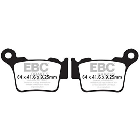 Ebc Fa368R 2014-2023 Husqvarna FE 250 Uyumlu Arka Fren Balatası Sinterli Balata