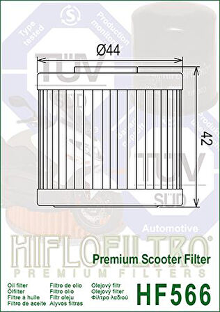 Hiflo Hf566 2014-2020 Kawasaki J 300 Uyumlu Yağ Filtresi