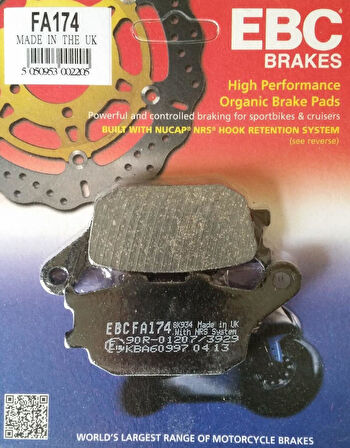 Ebc Fa174 2004-2006 Kawasaki KLV 1000 Uyumlu Arka Fren Balatası Organik Balata