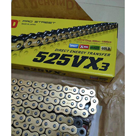 Did 520-112Vx3 2007-2015 Kawasaki Ninja ZX-6R (ZX600) Uyumlu Zincir Vx3 Xring Gold (Sarı) Renk