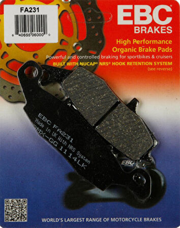 Ebc Fa231 2007-2021 Kawasaki VN 900 Custom Special Uyumlu Arka Fren Balatası Organik Balata