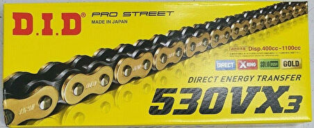 Did 530-112Vx3 2002-2005 Kawasaki ZZR 1200 Uyumlu Zincir Vx3 Xring Gold (Sarı) Renk