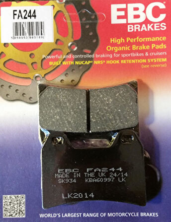 Ebc Fa244 2012-2020 KTM 690 Duke Uyumlu Ön Fren Balatası Organik Balata