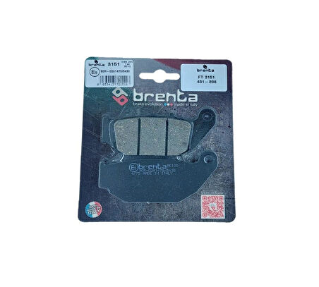 Brenta 431-208 2018-2022 Honda CB 250 R Uyumlu Arka Fren Balatası Organik Balata