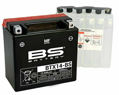 Bs Btx14-Bs 2021-2023 Moto Guzzi V100 Mandello Uyumlu Akü Sulu Akü