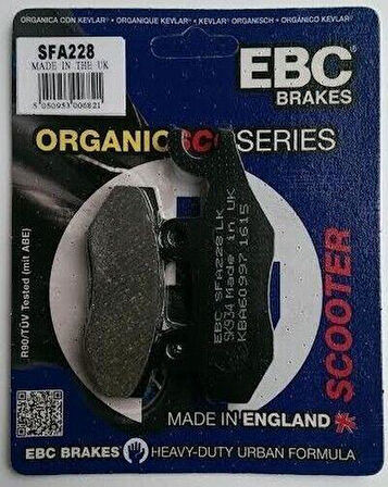 Ebc Sfa228 2008-2009 Peugeot Satelis 125 Uyumlu Arka Fren Balatası (Nissin Kaliper) Organik Balata