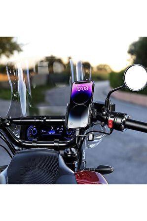 Nukrotech MR PLUS USB-C TYPE-C Şarjlı Klipsli Motosiklet Telefon Tutucu
