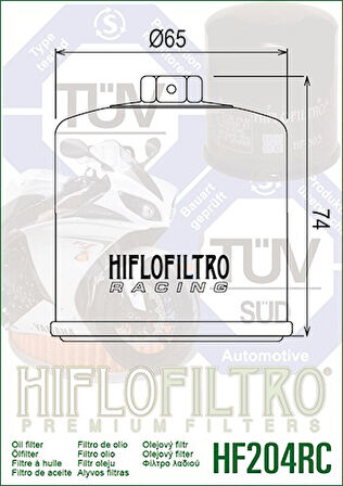 Hiflo Hf204RC 2004-2012 Honda CBF 600 Uyumlu Anahtar Başlıklı  Yağ Filtresi