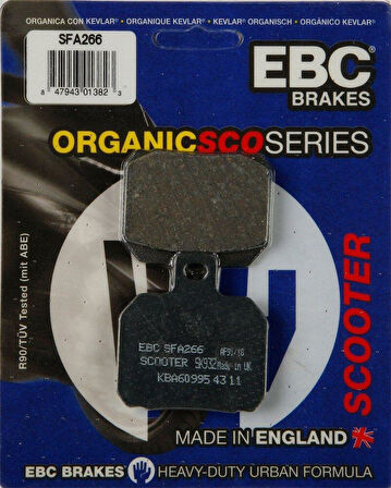 Ebc Sfa266 2004-2006 Piaggio X8 200 Uyumlu Arka Fren Balatası (Brembo Caliper) Organik Balata