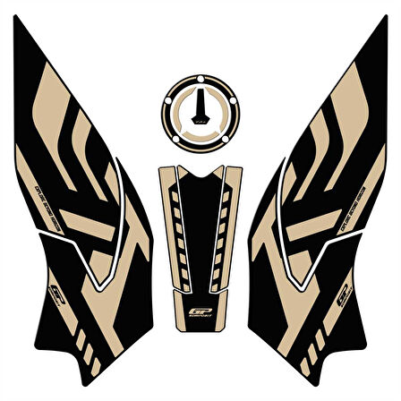 GP Kompozit Benelli TRK 702 X 2024 Uyumlu Tank Pad Seti Siyah-Bej