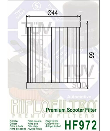 Hiflo Hf972 1999-2006 Suzuki Burgman AN 400 Uyumlu Yağ Filtresi