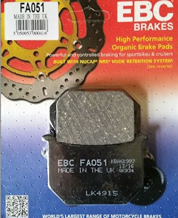 Ebc Fa051 1985-1997 Suzuki GN 250 Uyumlu Ön Fren Balatası Organik Balata