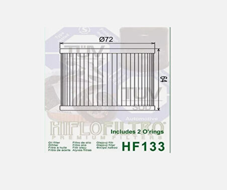Hiflo Hf133 1988-2010 Suzuki GS 500 Uyumlu Yağ Filtresi
