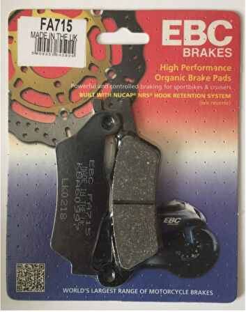 Ebc Fa715 2017-2024 Suzuki GSX-S 125 Uyumlu Ön Fren Balatası Organik Balata