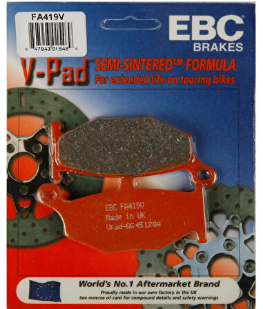 Ebc Fa419V 2006-2010 Suzuki GSX-R 750 Srad Uyumlu Arka Fren Balatası Yarı Sinterli Balata