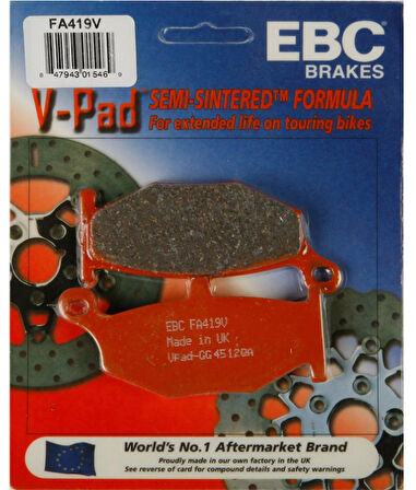 Ebc Fa419V 2006-2010 Suzuki GSX-R 750 Srad Uyumlu Arka Fren Balatası Yarı Sinterli Balata