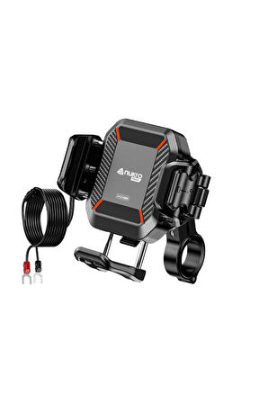 Nukrotech M33 PLUS Titreşim Modüllü Motosiklet Telefon Tutucu (Kablosuz ve TYPE-C Şarjlı )