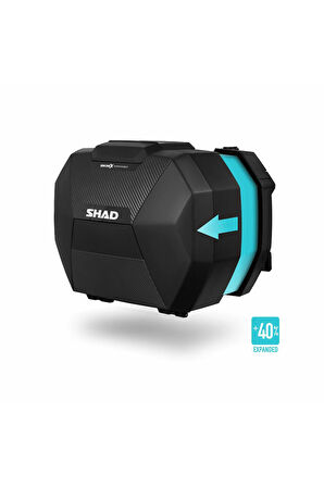 Shad Motosiklet Çanta - Topcase - Shad Sh38X Yan Çanta Seti Expandable Genişleyebilir Carbon 38Lt
