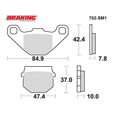 Braking 702Sm1 2017-2021 Peugeot Speedfight 4 (125cc) Uyumlu Arka Fren Balatası Yarı Metalik Balata