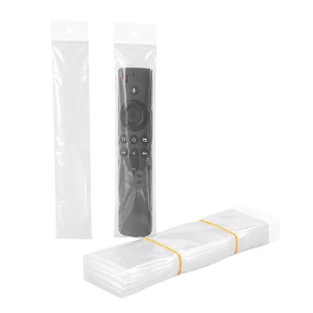 Hey Şeffaf Askılı 25x5 Cm Kumanda Poşeti 100'Lü Paket Uzaktan Kumanda Poşet
