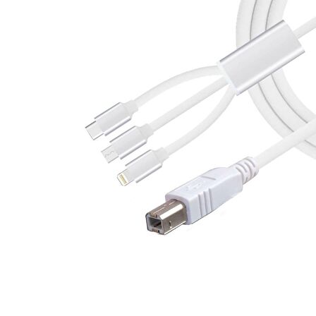 Pmr 3 in 1 Type c-Lightning- Micro usb to Type B Printer Kablosu