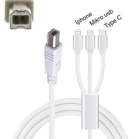 Pmr 3 in 1 Type c-Lightning- Micro usb to Type B Printer Kablosu