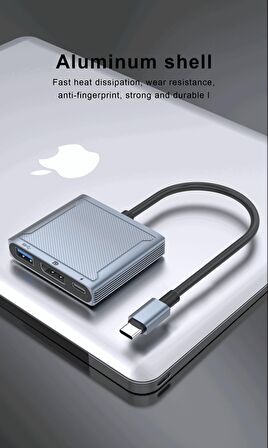 Type C to 8K 60Hz 4K-120 Hz Display Port- Usb 3.0 - Usb C Dişi 100W Çevirici