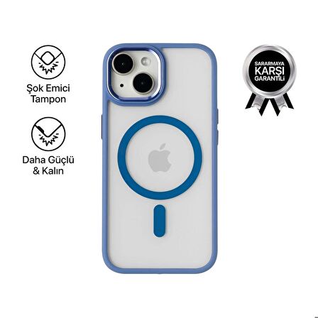 iPhone 15 Telefon Kılıfı MagSafe Bold Mavi