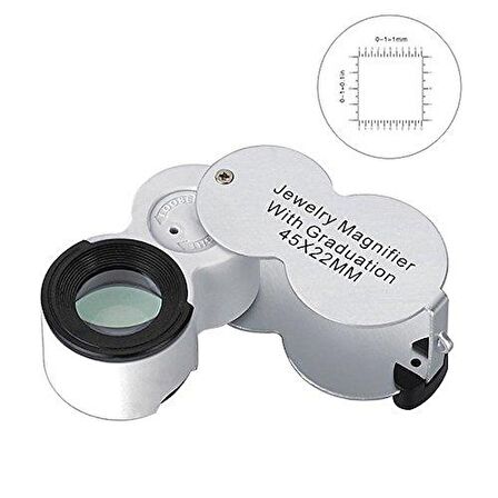 45x 22mm Katlanır Ölçekli Optik Lens 2 Beyaz Led 1 UV Led Işıklı 