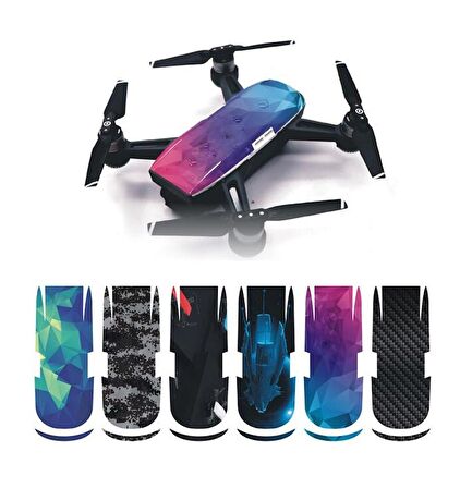 DJI Spark PVC Koruyucu Dekoratif Çıkartma Su Geçirmez 6 Takım