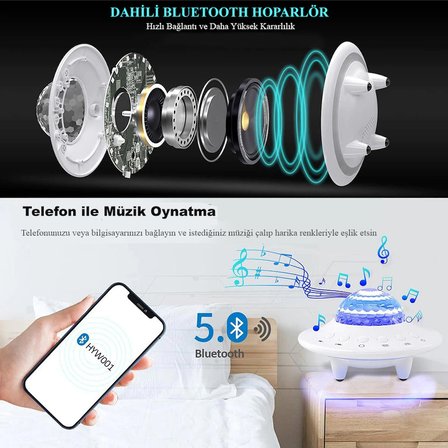 DailyTech Starry Galaxy Projektör Hoparlör Bluetooth UFO Gece Lambası