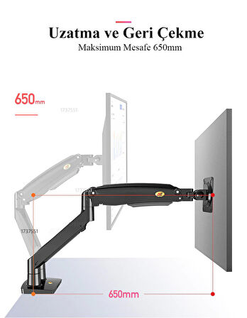 North Bayou NB F195A Çift Kol Amortisörlü Monitör Tutucu Stand 22-32"