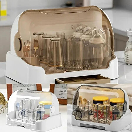 DailyTech Kapaklı Bebek Biberon Mutfak Eşyası Kurutma Saklama Standı Kutusu