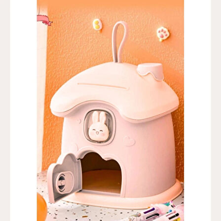 DailyTech Anahtarlı Sevimli Tavşan Figürlü Pembe Kumbara Çocuk Odası Dekoru Para Kutusu