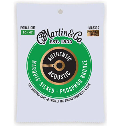 Martin MA530S Akustik Gitar Teli (10-47) Marquis Silked Phosphor Bronze Ekstra Ligh 