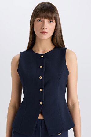 Regular Fit Bisiklet Yaka Yelek