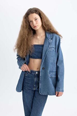 DeFacto Afra x DeFacto Oversize Fit Jean Ceket C3381AX24SMNM39