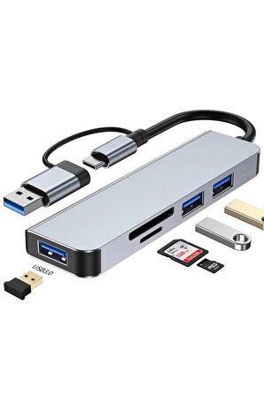 5 In 1 Usb C Hub Usb 3.0 Tip C Splitter Multiport Dock Adaptörü Sd/tf Kart Için