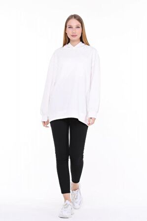 Pastelastore Pamuklu Kapüşonlu 2 İplik Baharlık Oversize Sweatshirt