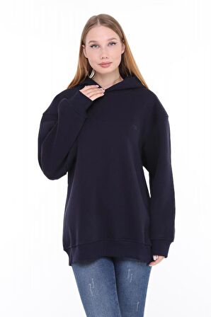 Pastelastore Pamuklu Kapüşonlu 3 İplik Şardonlu Kalın Oversize Sweatshirt