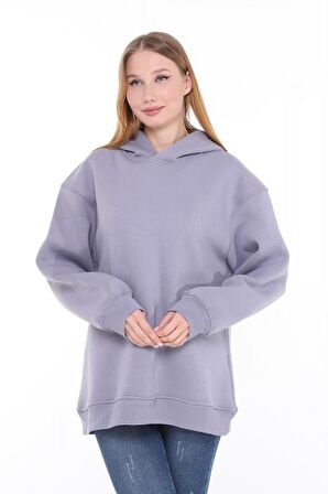 Pastelastore Pamuklu Kapüşonlu 3 İplik Şardonlu Kalın Oversize Sweatshirt