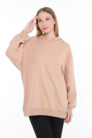 Pastelastore Pamuklu Kapüşonlu 2 İplik Baharlık Oversize Sweatshirt