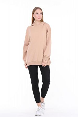 Pastelastore Pamuklu Kapüşonlu 2 İplik Baharlık Oversize Sweatshirt