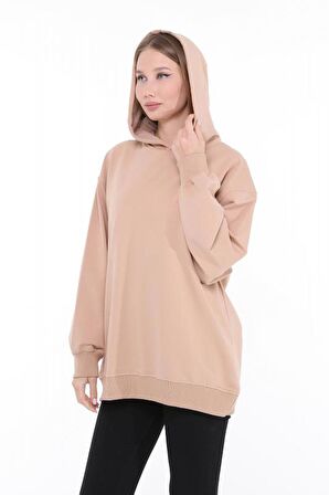 Pastelastore Pamuklu Kapüşonlu 2 İplik Baharlık Oversize Sweatshirt