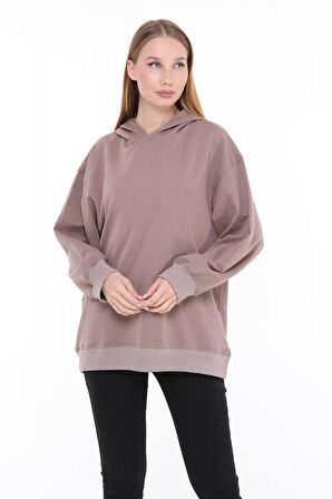 Pastelastore Pamuklu Kapüşonlu 2 İplik Baharlık Oversize Sweatshirt