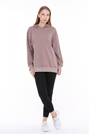 Pastelastore Pamuklu Kapüşonlu 2 İplik Baharlık Oversize Sweatshirt