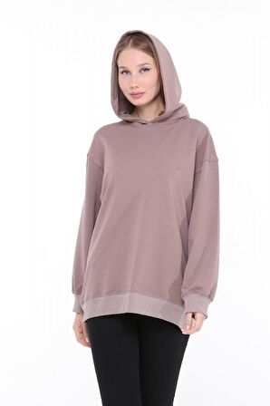 Pastelastore Pamuklu Kapüşonlu 2 İplik Baharlık Oversize Sweatshirt