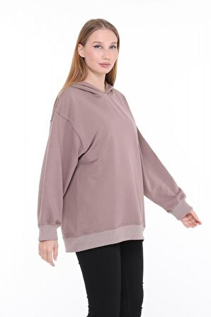 Pastelastore Pamuklu Kapüşonlu 2 İplik Baharlık Oversize Sweatshirt