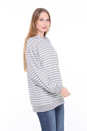 Pastelastore Çizgili Triko Oversize Sweatshirt